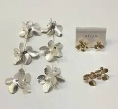 ブライダルアクセサリー　3点セット　シルバー　ゴールド　ピアス　イヤリング