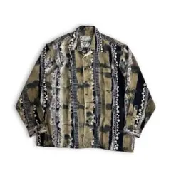 レア 総柄 ヴィンテージ オープンカラーシャツ 80s 90s アートデザイン