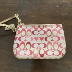 COACH シグネチャー ハート柄 リストレット ポーチ