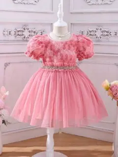 ピンク フラワーモチーフ ドレス　結婚式　誕生日