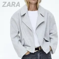 ZARAザラ M ウール調オーバーサイズショートコート グレー