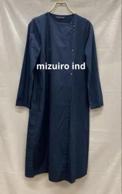 i343♪ ミズイロインド　長袖　スプリングコート　ワンピース　ネイビー