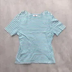 【PAS】ボートネックボーダー柄 半袖Tシャツ Lサイズのサムネイル