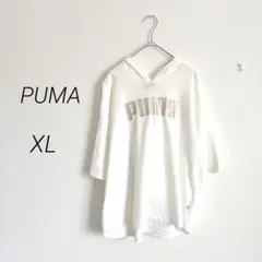 PUMA プーマ ビッグロゴ 半袖スウェットパーカー XL ホワイト