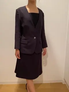 濃紺 スカートスーツ 長袖ジャケット