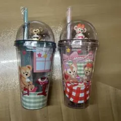 上海ディズニー限定　ダッフィー＆フレンズのストロー付きドリンクカップ　2個セット