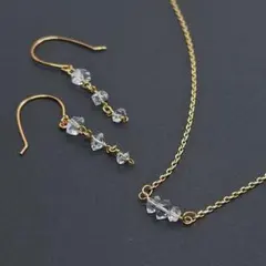 ◆カラーが選べる◆ セットアップ　ハーキマーダイヤモンド　ネックレス＆ピアス