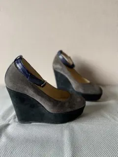 FABIO RUSCONI 36 イタリア製　厚底　ツートン　グレー×ネイビー