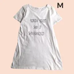 【ロング丈】ショコラフィネローブ ロゴプリントTシャツ Mサイズ 白 綿100%のサムネイル