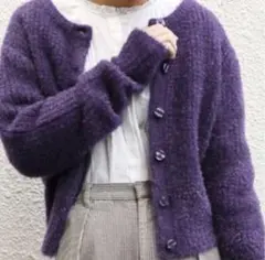 LOWRYSFARM 5G ラメフェザーカーディガン パープル