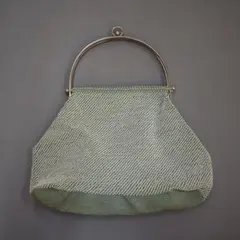 M5-9 昭和レトロ ビーズバッグ 灰緑 アンティーク