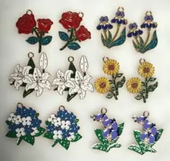 花のデザイン チャームセット　12個セット