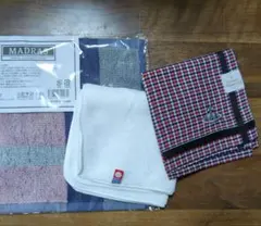 新品ハンカチ3枚セット 赤・黒・白 チェック今治