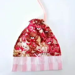 くまさん柄♡♡③　コップ入れ・巾着・コップ袋★ハンドメイド　入園・入学