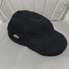 【美品】LACOSTE ラコステ ハンチング帽 メッシュ 日本製　ブラック