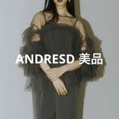 ANDRESD デコラティブチュールトップス　グレー　結婚式　フリルブラウス美品