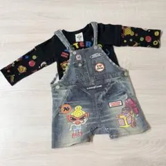 P*O様 ヒステリックミニ　サロペット　ロンパース HYSTERIC MINI - 〚 新品 〛恐竜サロペットロンパース ピンク90cmの