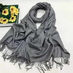 大判 グレー ストール 膝掛け ふんわり やわらか マフラー　カシミヤ タッチ