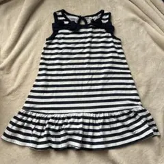 ストライプ柄リボン付きワンピース 110cm