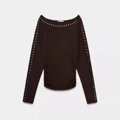スタッズ付きロングスリーブTシャツ ダークブラウン Archive 韓国