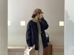 丸襟切り替え ハンティングジャケット ネイビー