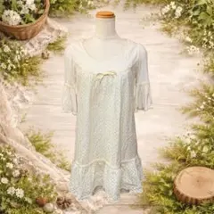 森ガール フェアリーグランジ y2k 00s 総レースチュニックワンピース