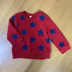 赤 星柄 長袖トレーナー 裏起毛 80