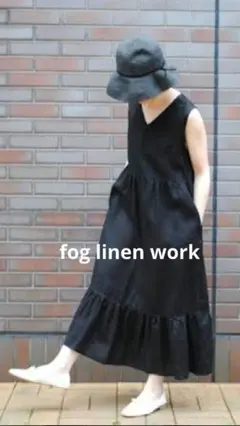 【美品】fog linen work ジェス ノースリーブ ワンピース ブラック