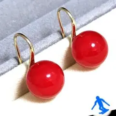 ピアス　レディース　ゴールド　ブランド　ステンレス　ポスト　大人可愛い　赤玉