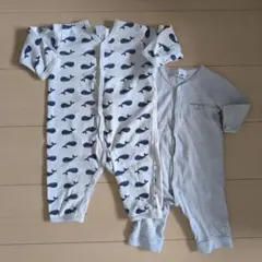 プチバトー　クジラ柄ロンパース 12M／74㎝　6M／67cm　2枚セット