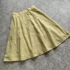 TOCCA トッカ　フラワー総レース刺繍ロングフレアスカートsize4薄イエロー