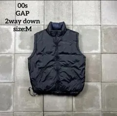 【美品】00年代 Old GAP リバーシブルダウンベスト ブラックネイビー L