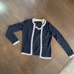 ネイビー 長袖カーディガンとキャミソール セット