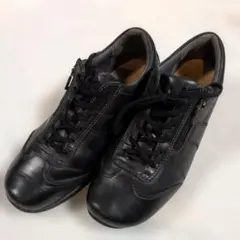 良品 アシックス ペダラ ウォーキングシューズ サイドジップ レザー 黒