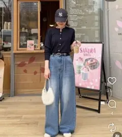 新品未使用⭐︎DISCOAT デニムタックワイドパンツ　Mのサムネイル