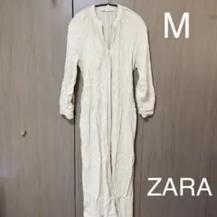 ZARA レディース　シャツワンピース　ロングシャツ　リネン　ベルト付き