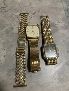 ゴールドアナログ時計セット 4点　ジャンク