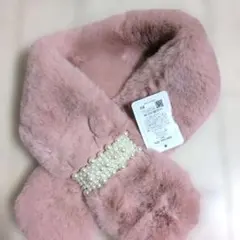 パール装飾付きピンクネックウォーマー　マフラー