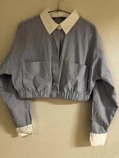 ZARA ストライプ クロップドシャツ M