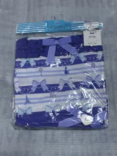 マザウェイズ 青色リボン柄エプロン（未使用品）Lサイズ１４０〜１５０