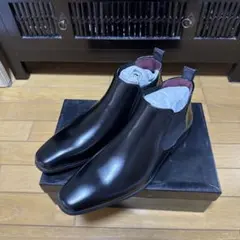 ブラックレザー サイドゴアブーツ