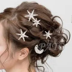 ムーン スター ヘアピン 4本セット★シルバー★ブライダル ヘアアクセサリー