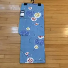 水色 花柄 浴衣 綿素材　浴衣単品　 着物丈162センチ