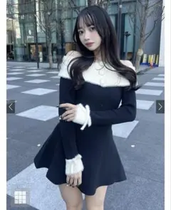 新品　グレイル　シャギーオフショルフレアニットワンピース[an1615]