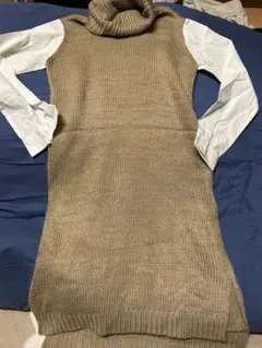 earth music&ecology ニット　ワンピース　重ね着　異素材