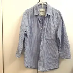 NANOUNIVERSE 七分袖シャツ S 青白ストライプ