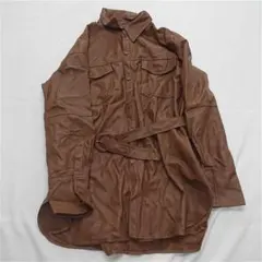 ◎ザラ フェイクレザー シャツジャケット ベルト付き ブラウン系 Mサイズ