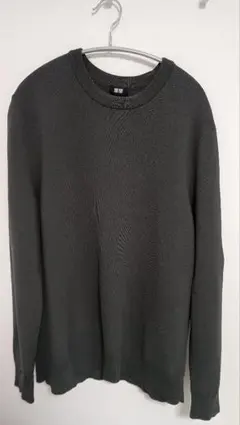 ユニクロ　ウォッシャブルミラノリブクルーネックセーター　グレー　XL