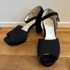 黒 オープントゥ 8㎝ヒール♡パンプス♡ブラック