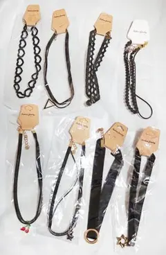 B◆ チョーカー アクセサリー ブラック 8点セット まとめ売り 未使用品